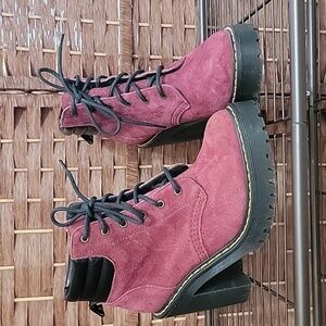 Dr. Martens Persephone Soft Buck Wine High Heel Ankle Boot